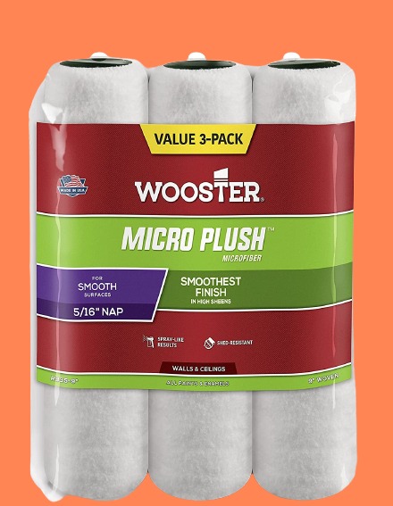 Wooster 9 Inch Micro Plush Roller Cover 3 Pack