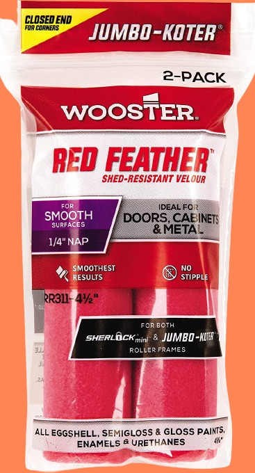 Jumbo Koter Red Feather Roller Cover 4.5 Inch Pack 2