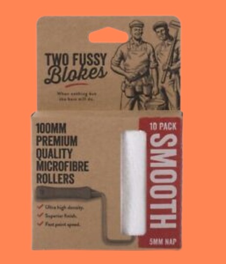 Two Fussy Blokes Smooth Roller Refill Sleeves 4 Inch 10 Pack