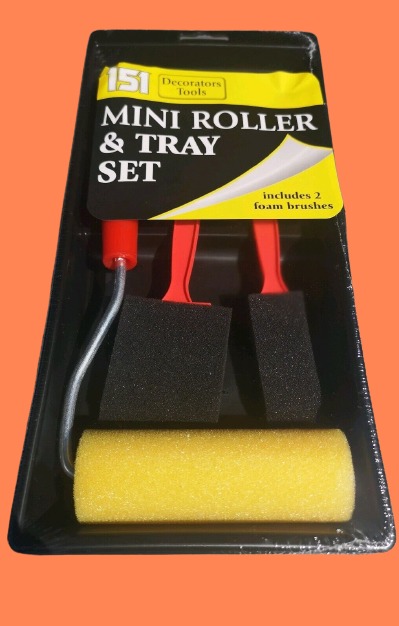 Mini Roller Set & Tray 2 Foam Brush