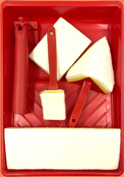 Sponge Paint Brush Foam Pads Handle Tray Set 7pcs