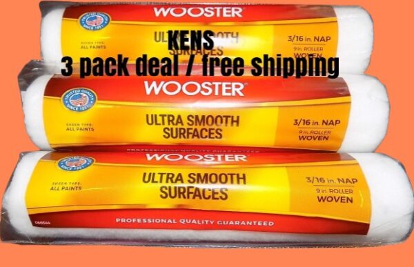 Wooster Paint Roller Cover 9 Inch Woven Ultra Smooth Rollers 3 Pack