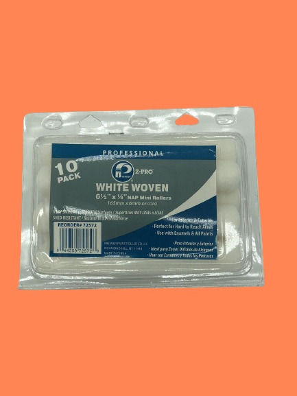 Premier 6-12 X 14 Nap White Woven Mini Roller Cover 10 Pack